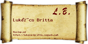 Lukács Britta névjegykártya